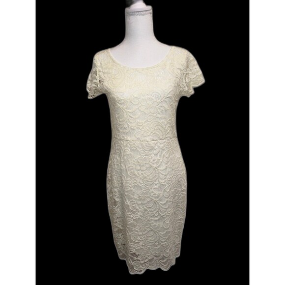 CI SONO by Cavallini GUC | White Lace Sheath Dress size L - Picture 3 of 7